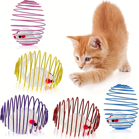 3pcs Colorful Spring Mouse Set Cat Toy