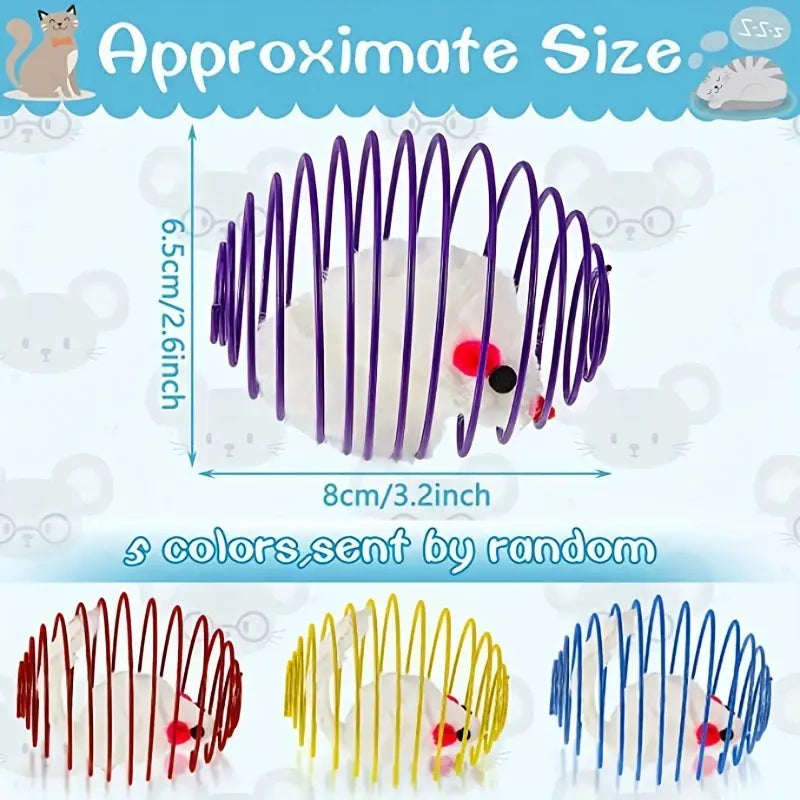 3pcs Colorful Spring Mouse Set Cat Toy
