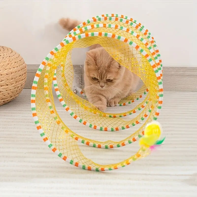 Cat Tube Tunnel With Feather Mouse Toy