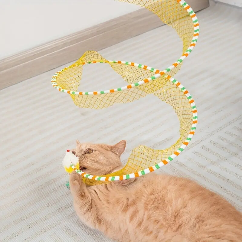 Cat Tube Tunnel With Feather Mouse Toy