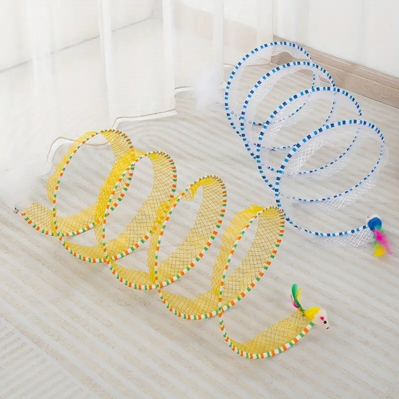 Cat Tube Tunnel With Feather Mouse Toy
