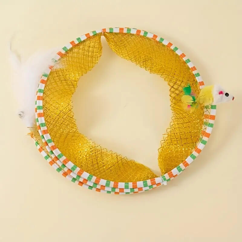 Cat Tube Tunnel With Feather Mouse Toy