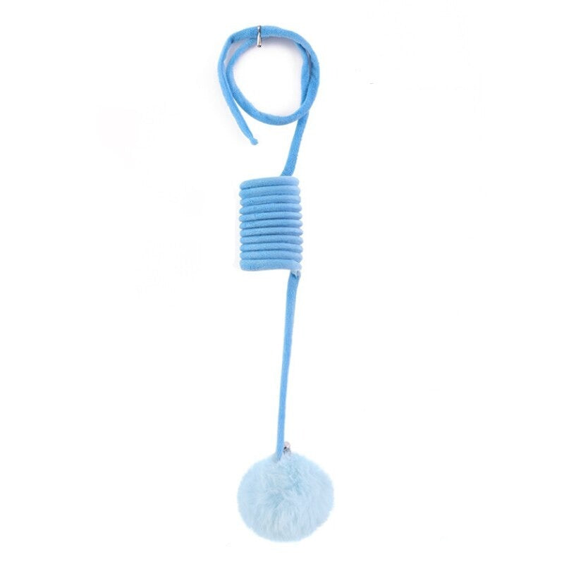 Durable Hanging Spring Plush Ball with Bell Cat Toy