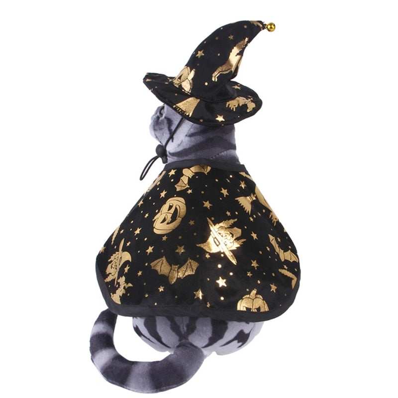 Halloween Pet Cosplay Costume Wizard Cape And Hat