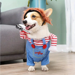 Funny Bloody Doll Cosplay Halloween Cat Dog Clothes