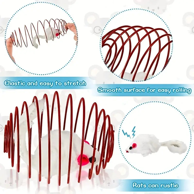 3pcs Colorful Spring Mouse Set Cat Toy