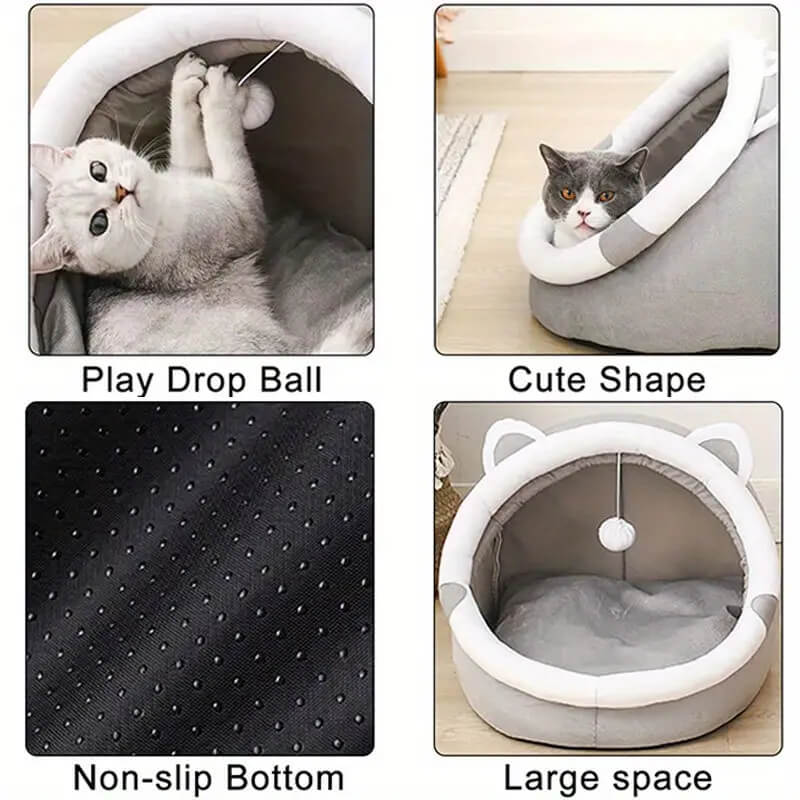 Cozy Cartoon Cave Pet Bed