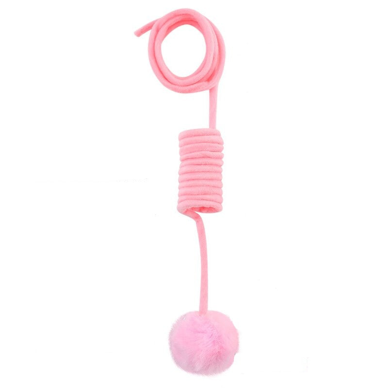 Durable Hanging Spring Plush Ball with Bell Cat Toy