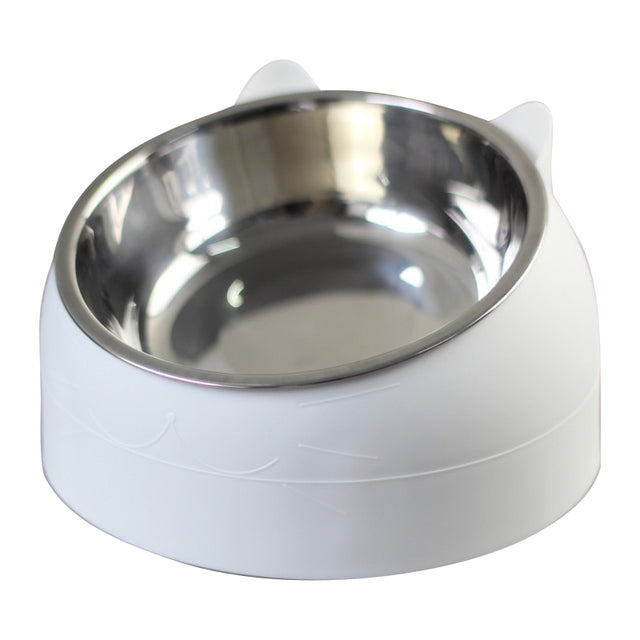 15° Raised Stainless Steel Cat Dog Bowl Pet Feeder