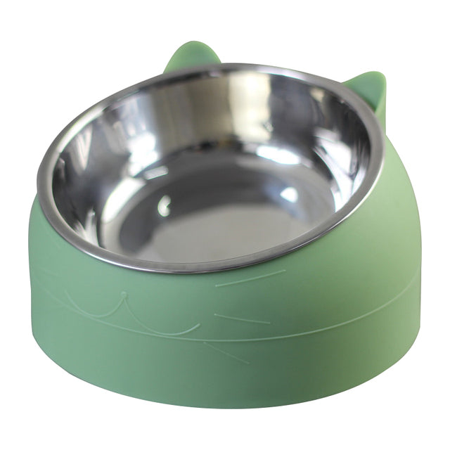 15° Raised Stainless Steel Cat Dog Bowl Pet Feeder