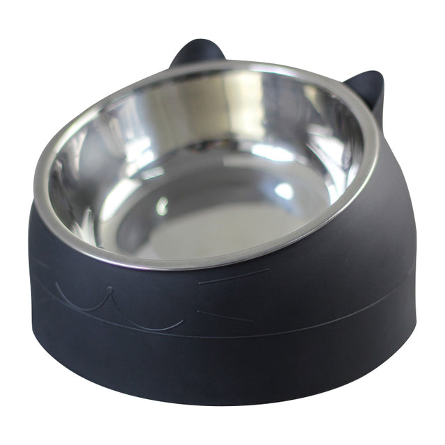 15° Raised Stainless Steel Cat Dog Bowl Pet Feeder