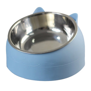 15° Raised Stainless Steel Cat Dog Bowl Pet Feeder