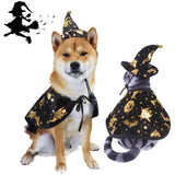 Halloween Pet Cosplay Costume Wizard Cape And Hat
