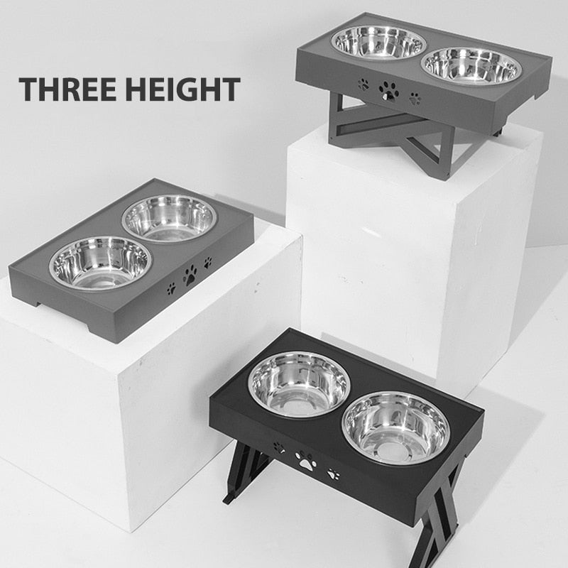 Elevated Pet Bowls 3 Adjustable Heights Lift Table