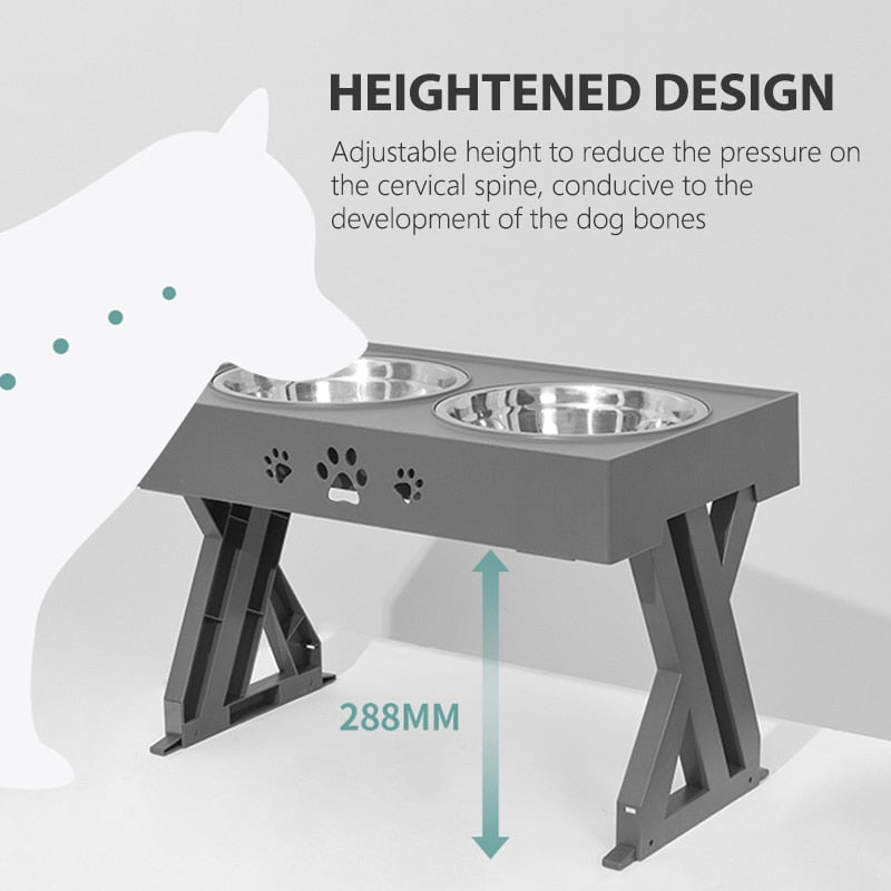 Elevated Pet Bowls 3 Adjustable Heights Lift Table