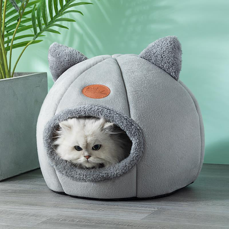 Deep Sleep Grey Cave Cat Bed