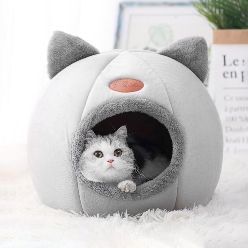 Deep Sleep Grey Cave Cat Bed