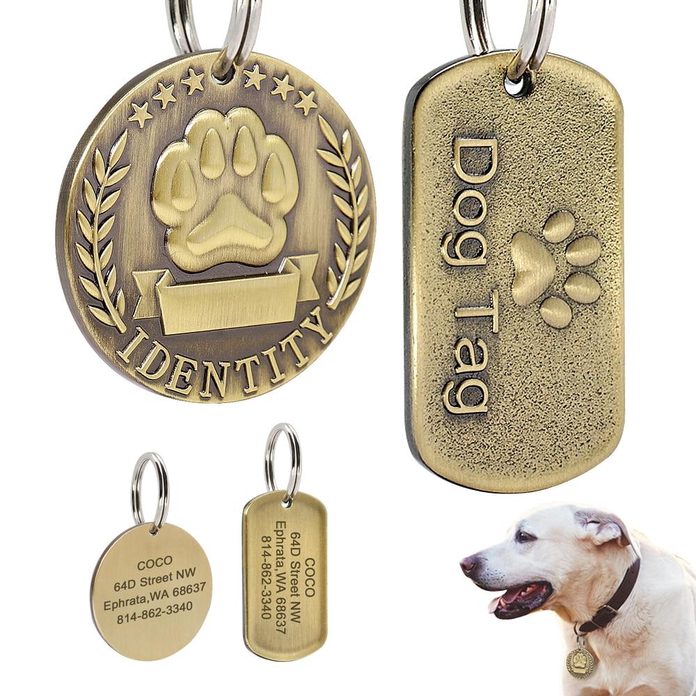 Custom Stamped Brass Dog Collar Name Plate ID Tag