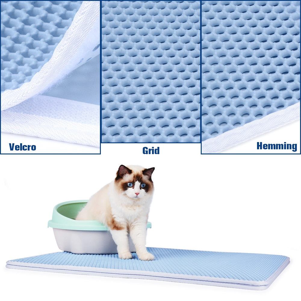 Cat Litter Mat Honeycomb Double Scatter Control Layer Mat for Kitty