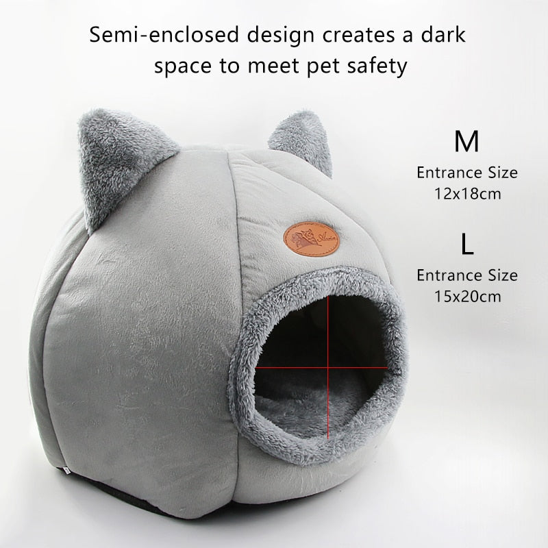 Deep Sleep Grey Cave Cat Bed