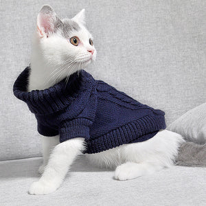 Classic Solid Warm Sweater For Cat